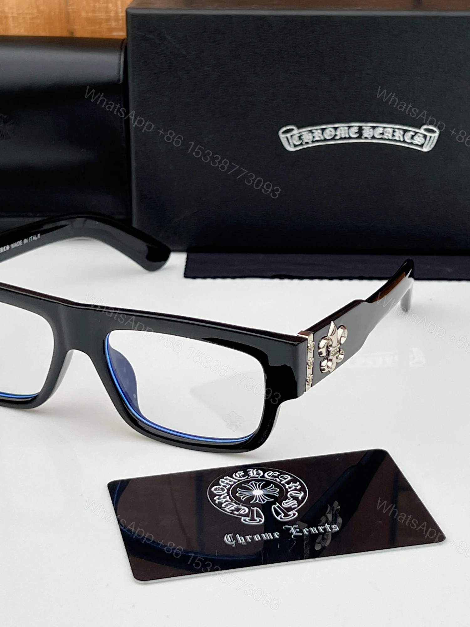 View 2 of FIRST COPY Chrome heart 8216 black plano sunglasses
