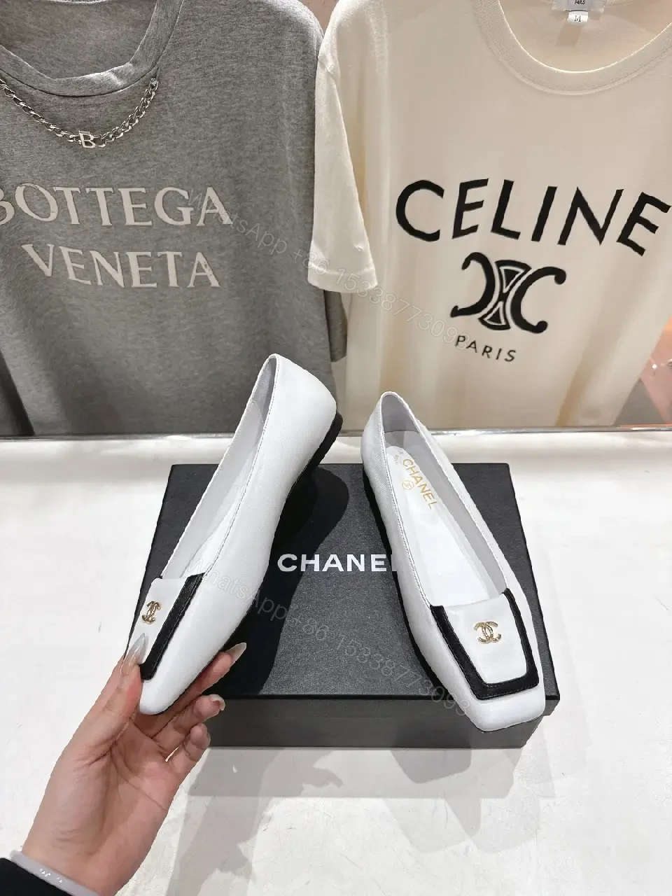 View 4 of White Leather Loafers with Black Trim - Luxe Minimalist Style, Comfortable Slip-On