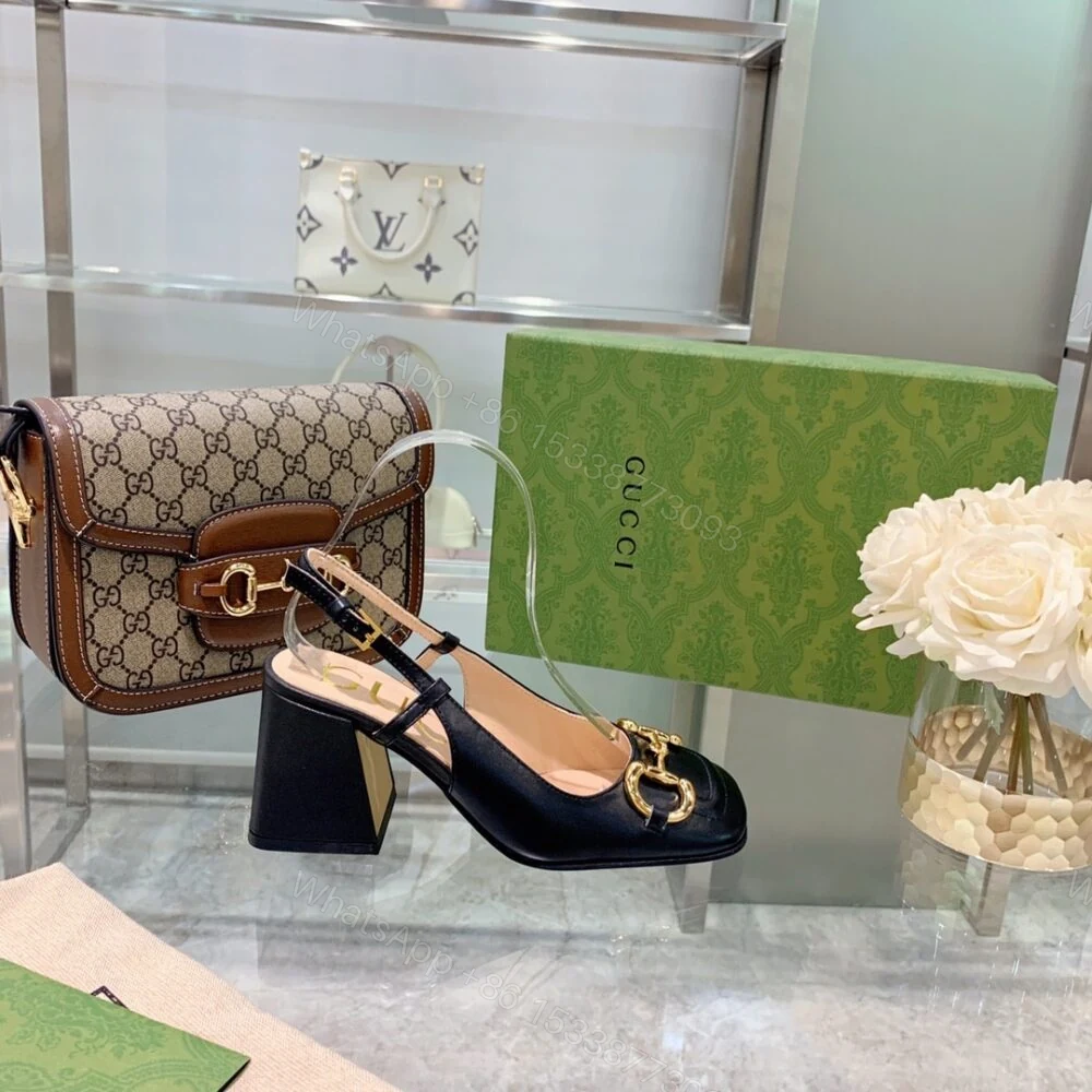View 4 of Gucci Women’S Mid Heel Slingback With Horsebit Black ‎643892 C9D00 1000