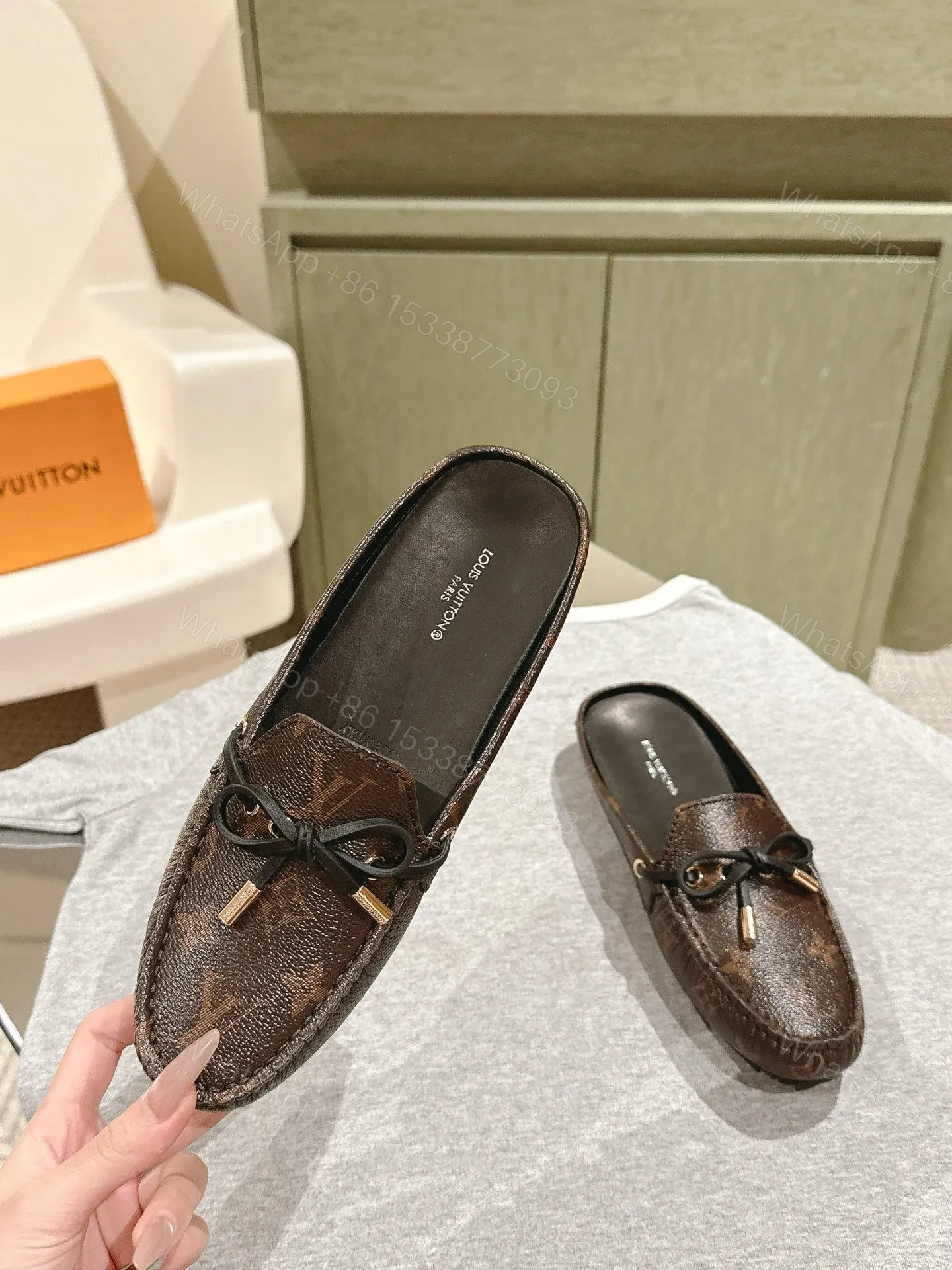 View 3 of LV Women Brown Leather Loafers