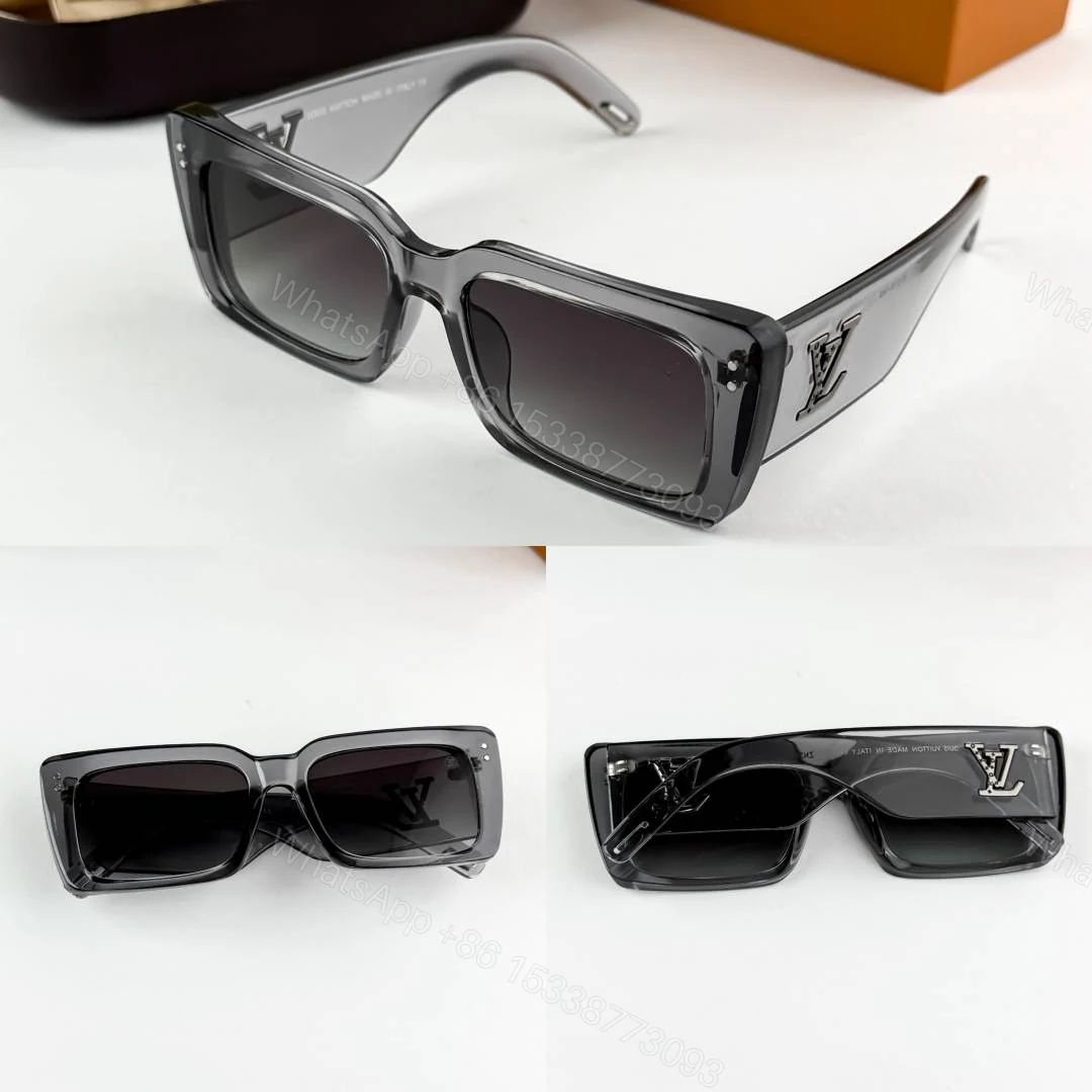 View 2 of First Copy Louis Vuitton Grey Transparent Square Frame Men’s Sunglasses