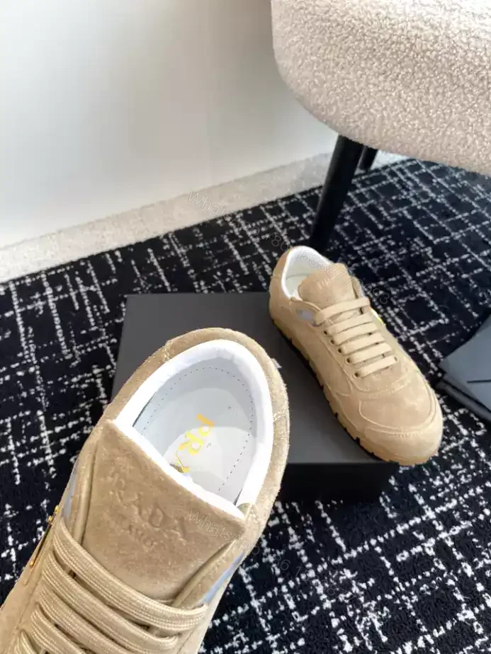 View 8 of PRADA TRAIL FADED SUEDE SNEAKERS IN ECRU – PRD080