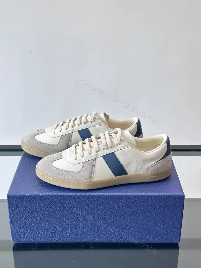 View 9 of DIOR B01 MATCHPOINT SNEAKER BLUE AND WHITE SMOOTH CALFSKIN WITH GRAY SUEDE – CD239