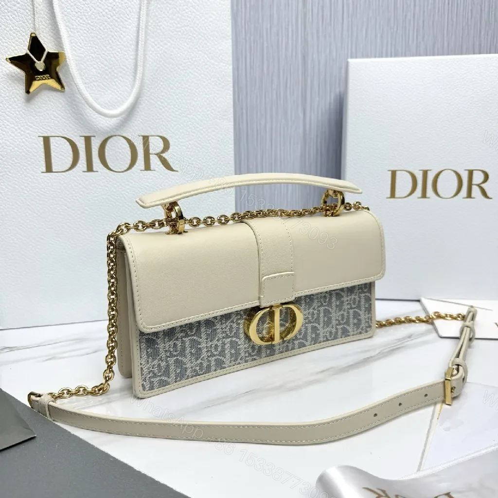 View 8 of Cream Leather Shoulder Bag: Monogram Chain Detail, Compact Everyday Luxury
