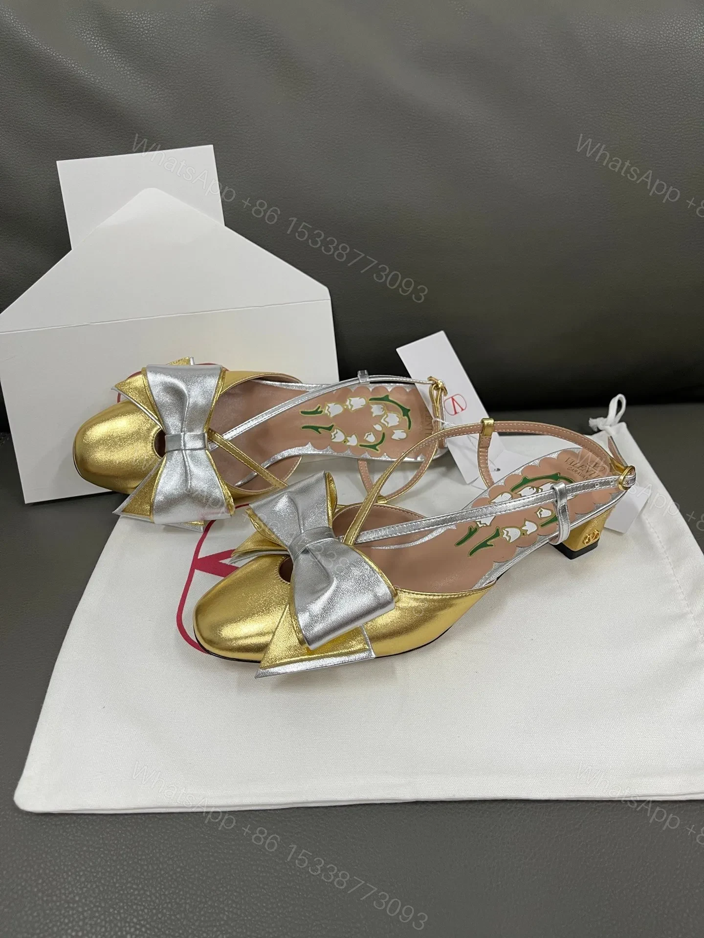 View 4 of Valentino Women Gold Metallic Leather Heels