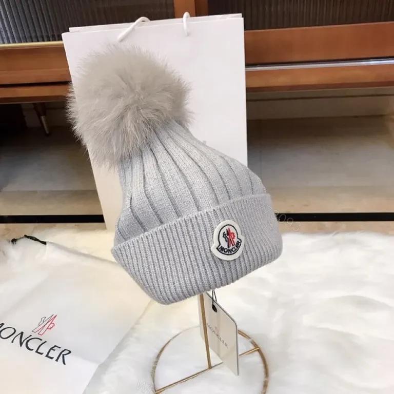 View 6 of Cozy Grey Moncler Beanie: Premium Knit Warmth & Logo Style