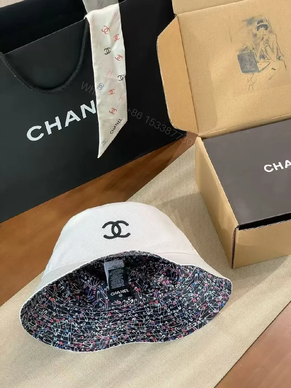 Bold Color Block Bucket Hat: Luxe Comfort, Patterned Interior — view 1
