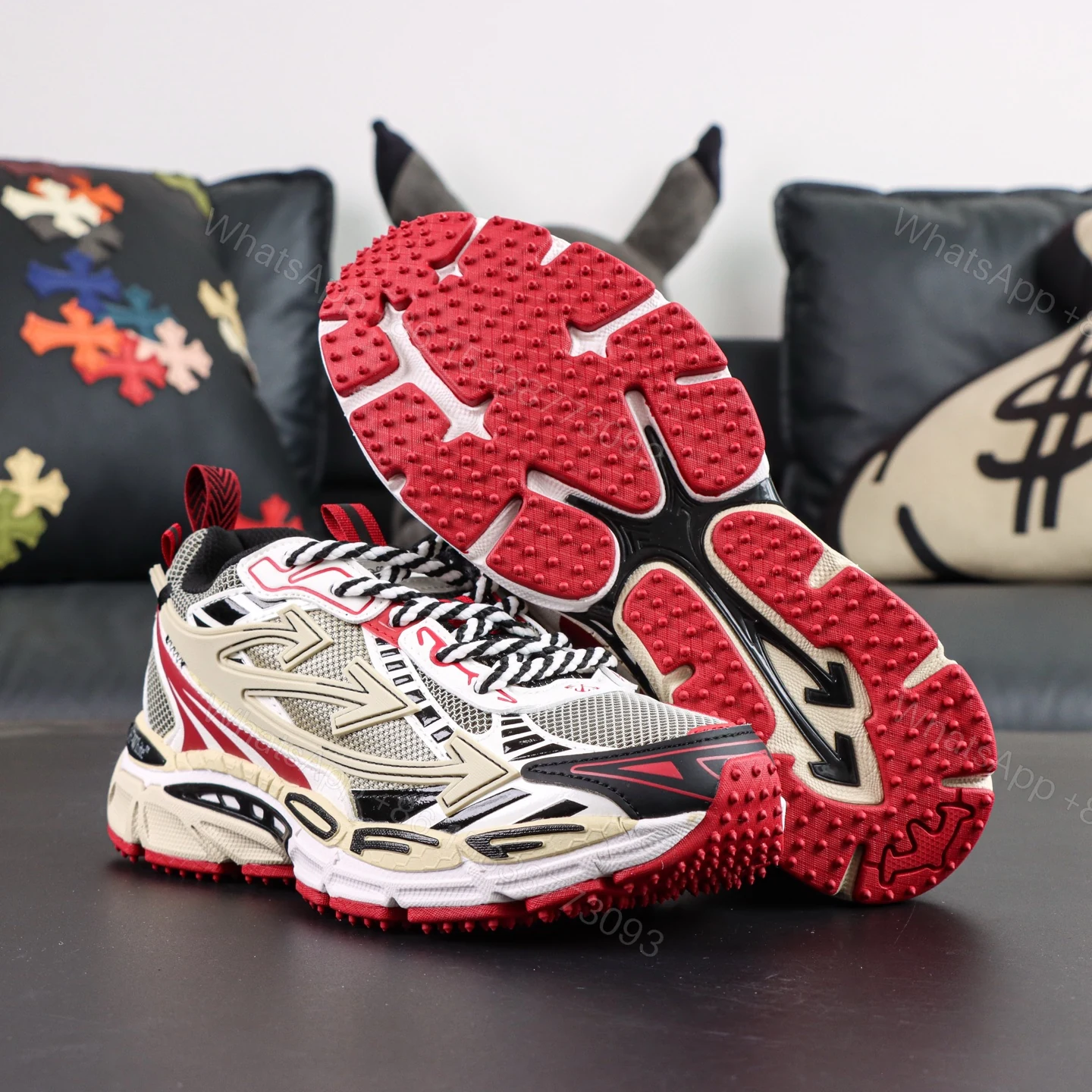 View 3 of Off White Be Right Back Khaki Red Reps