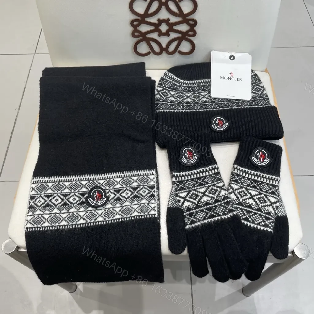 View 6 of Monochrome Knit Set: Premium Nordic-Patterned Warmth Accessories
