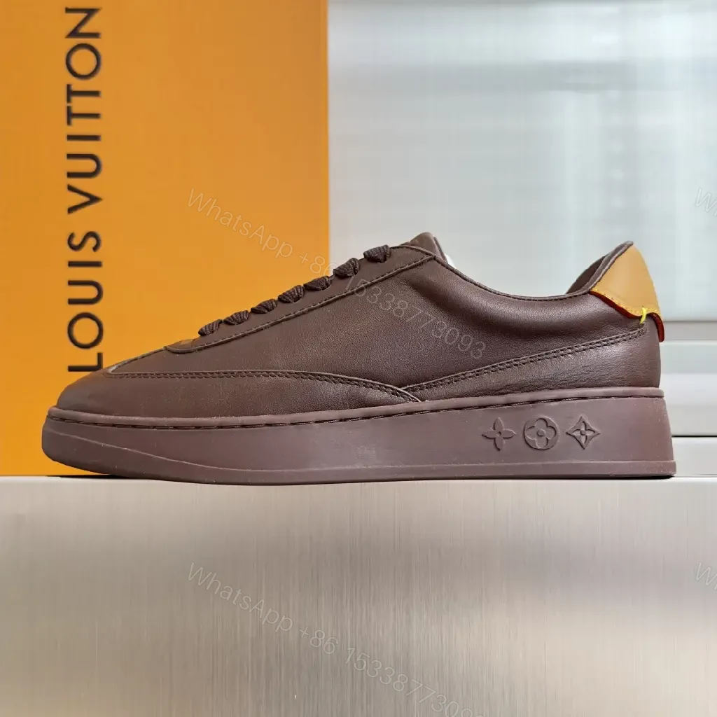 View 2 of Purple Leather Platform Sneaker with Monogram Embossed Sole