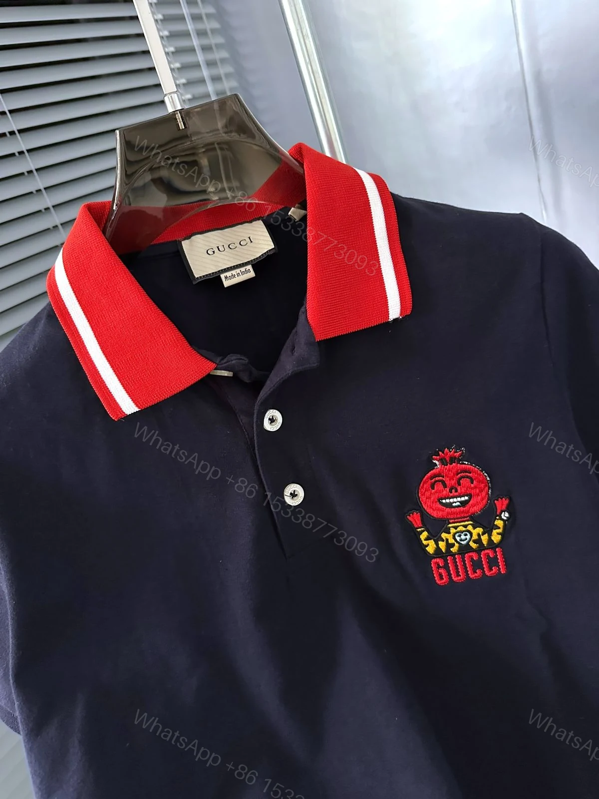 View 3 of Gucci Imported Nylon Lycra Polo Black First Copy | AAA+ Export Quality Replica