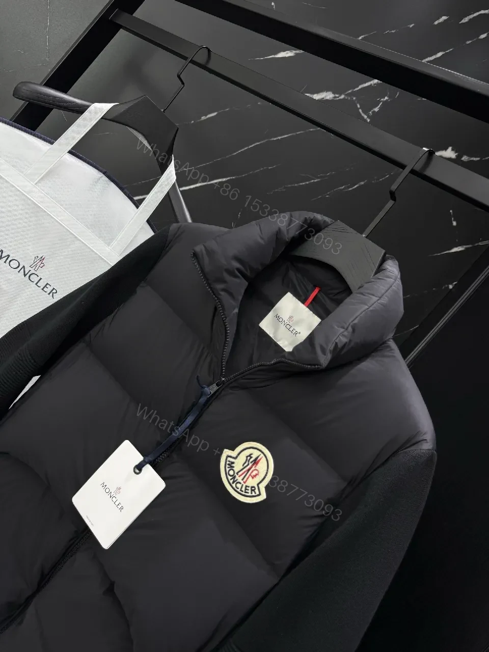 View 4 of Compact Puffer Jacket - Knit-Sleeve, Water-Repellent, Luxe Casual Outerwear