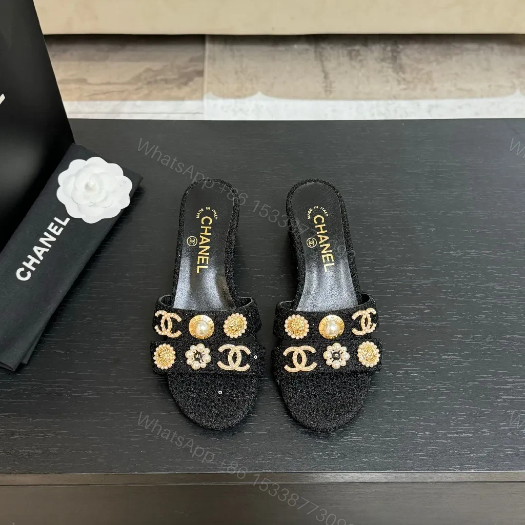 View 4 of Graphite Glitter Mule with Gold-Accent Embellishments, Lux Couture Style