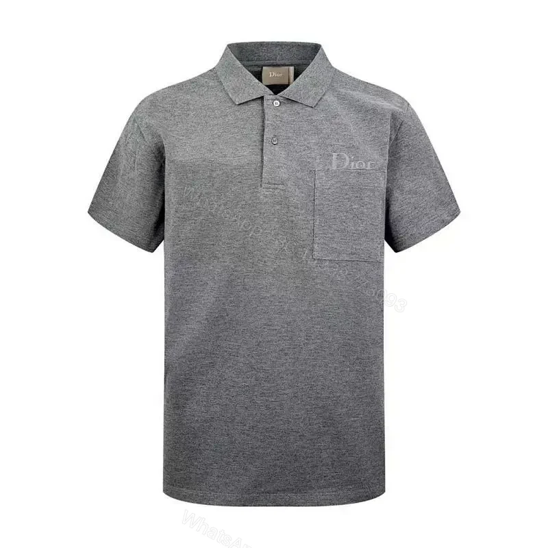 Grey Gradient Polo Tee with Subtle Embroidery Polo Shirt, Luxe Everyday — view 1