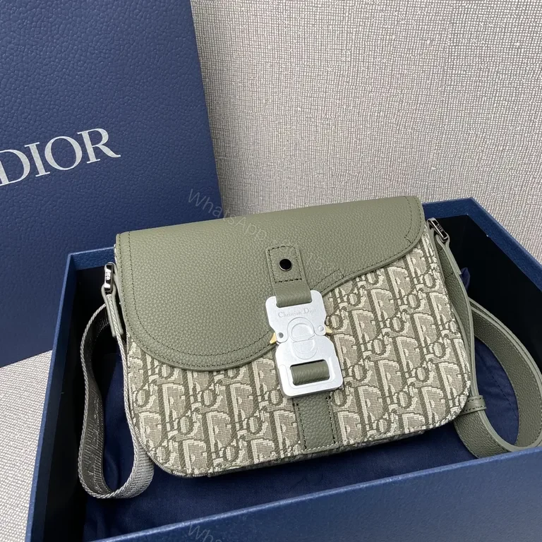 Green Textured Crossbody with Olive Leather Clasp Bag — view 1