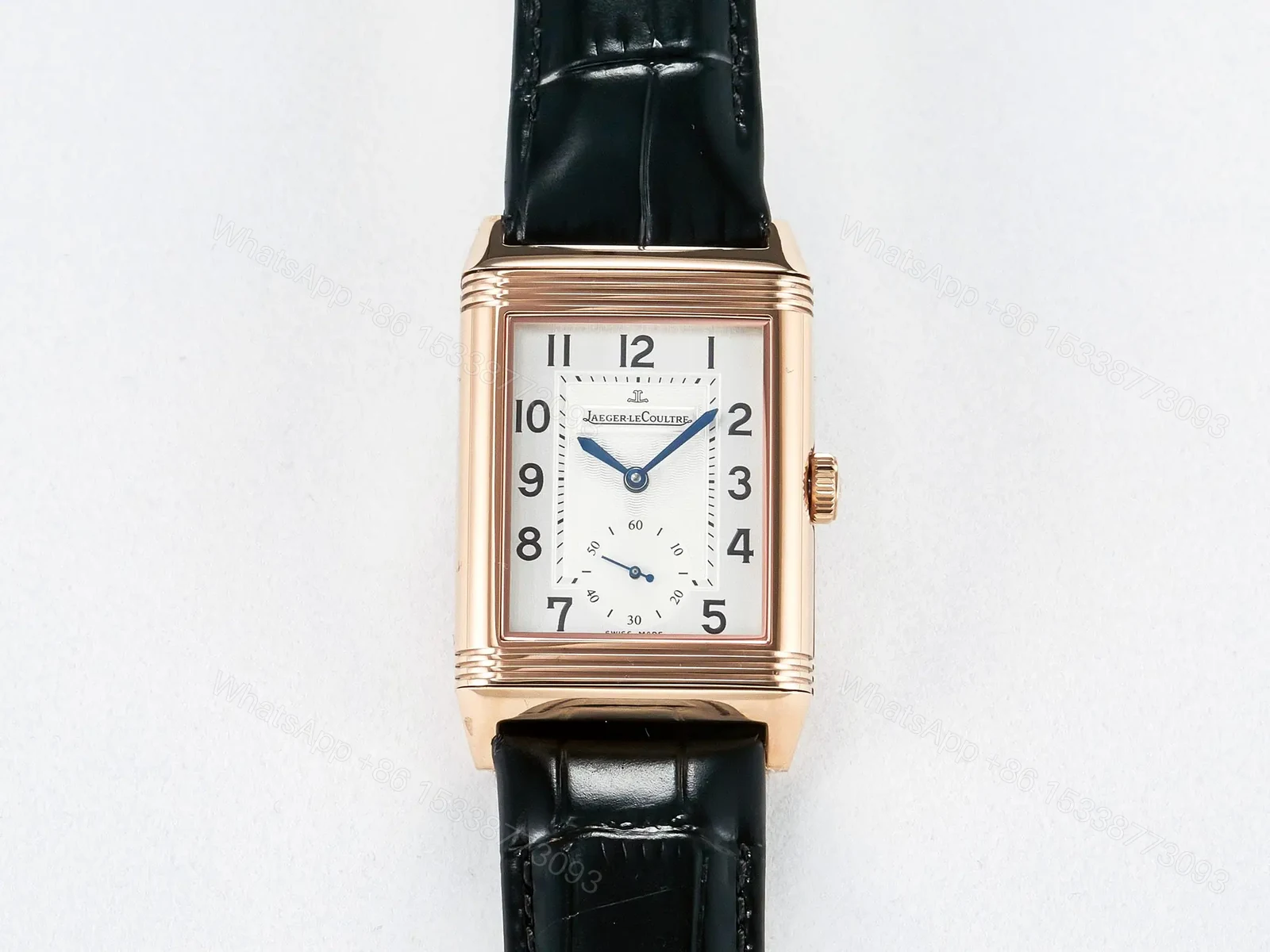 View 11 of Reverso Classic Duoface Small Seconds RG MGF Best Edition White Textured Dial on Black Leather Strap A854A