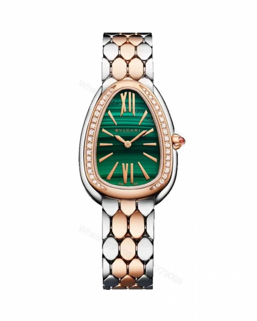 View 4 of First Copy Bvlgari Serpenti Two Tone Green Dial Watch For Women