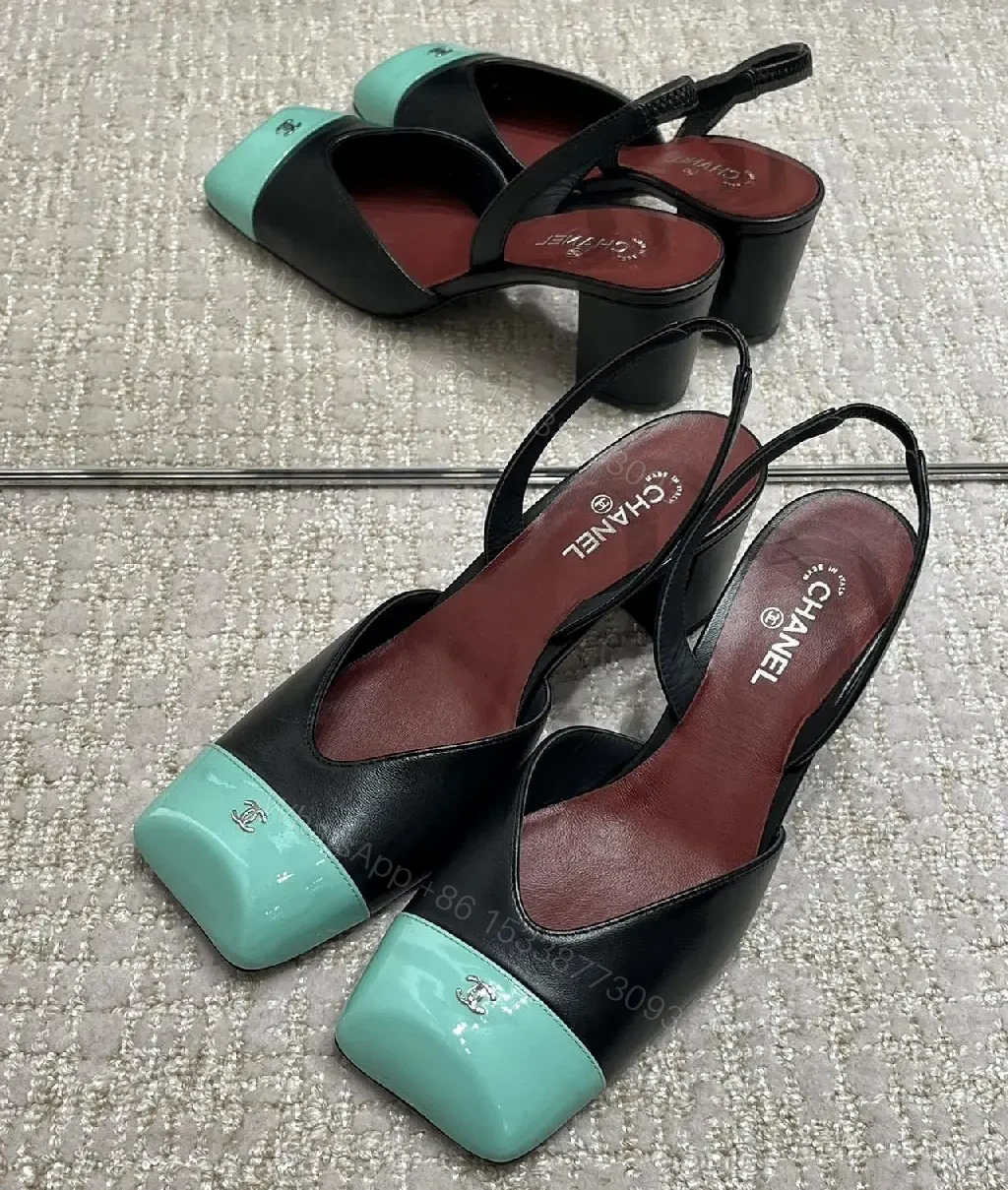 View 5 of Color-Block Block-Heel Sandals: Luxe Open-Toe Comfort