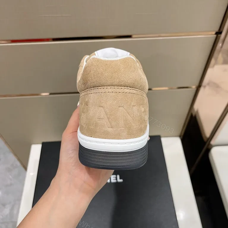 View 3 of Neutral-Tone Suede Sneaker with Chanel-Inspired Detail