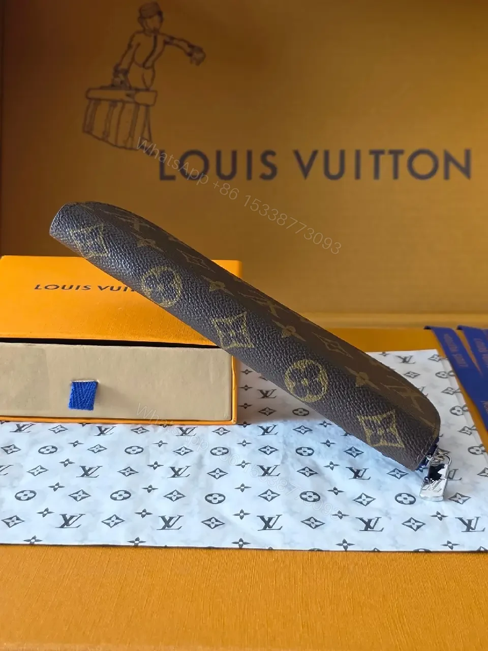 View 7 of Blue Zip Monogram Wallet Case: Compact Luxury Organizer