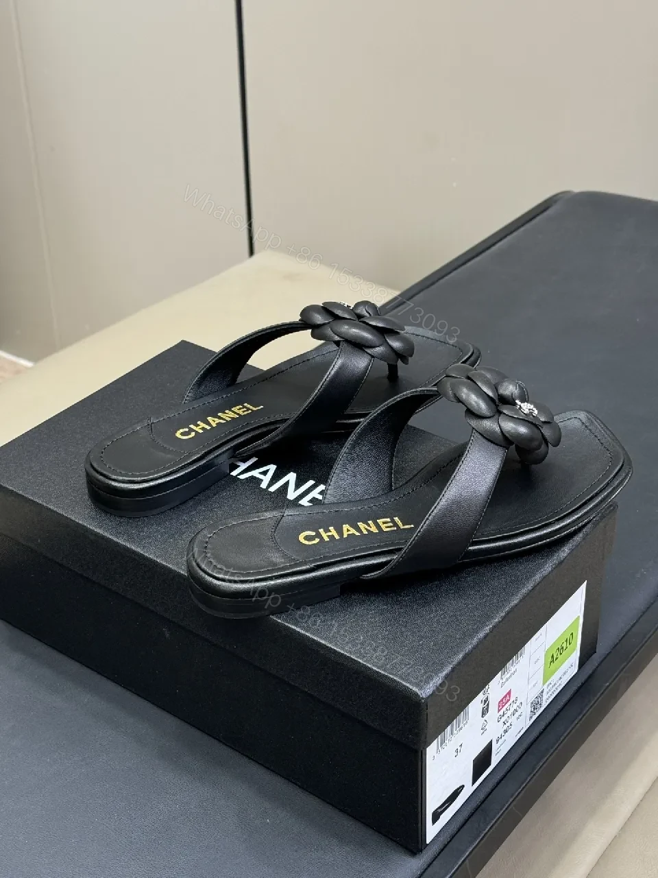View 5 of Chic Floral Knot Slides: Black, Square Toe, Cushioned Comfort
