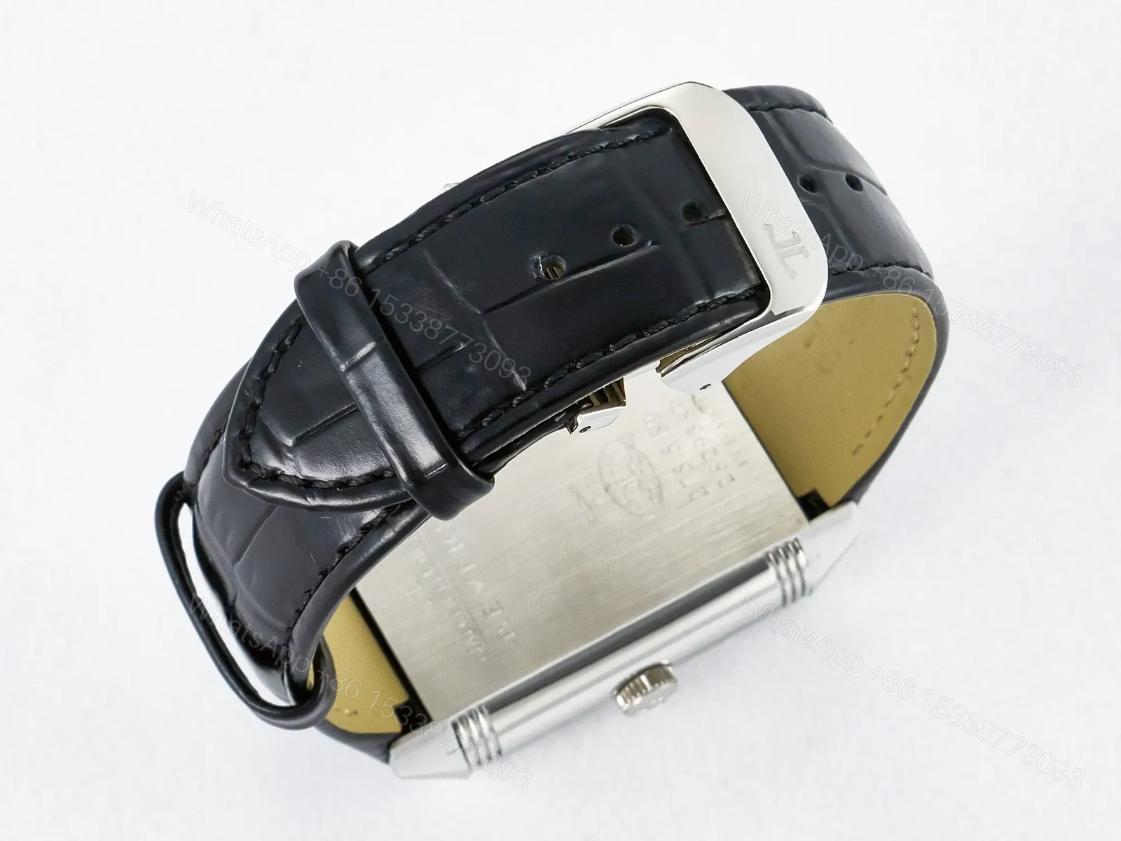 View 28 of Reverso Classic Duoface Small Seconds SS MGF Best Edition White Guilloché Dial on Black Leather Strap A854A