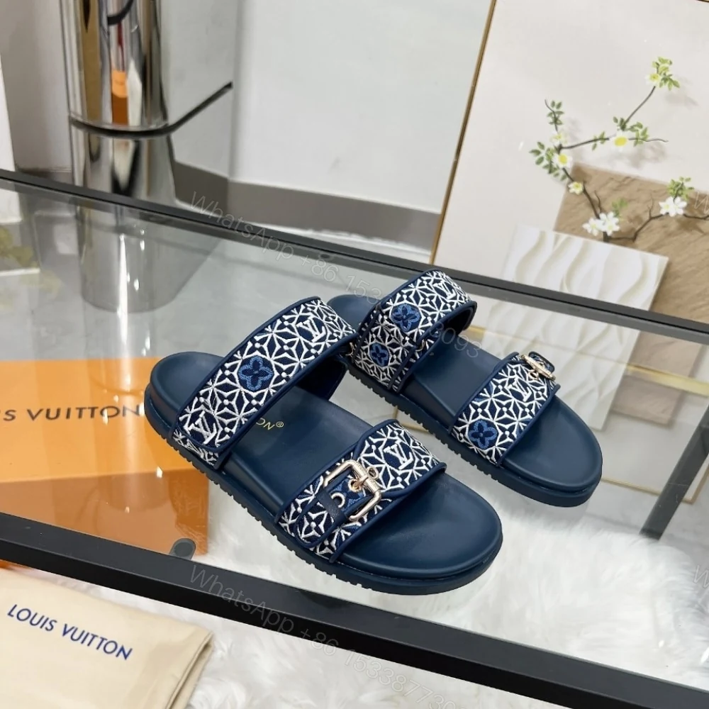 View 2 of LOUIS VUITTON BOM DIA FLAT COMFORT MULE NAVY BLUE 1AHMC7