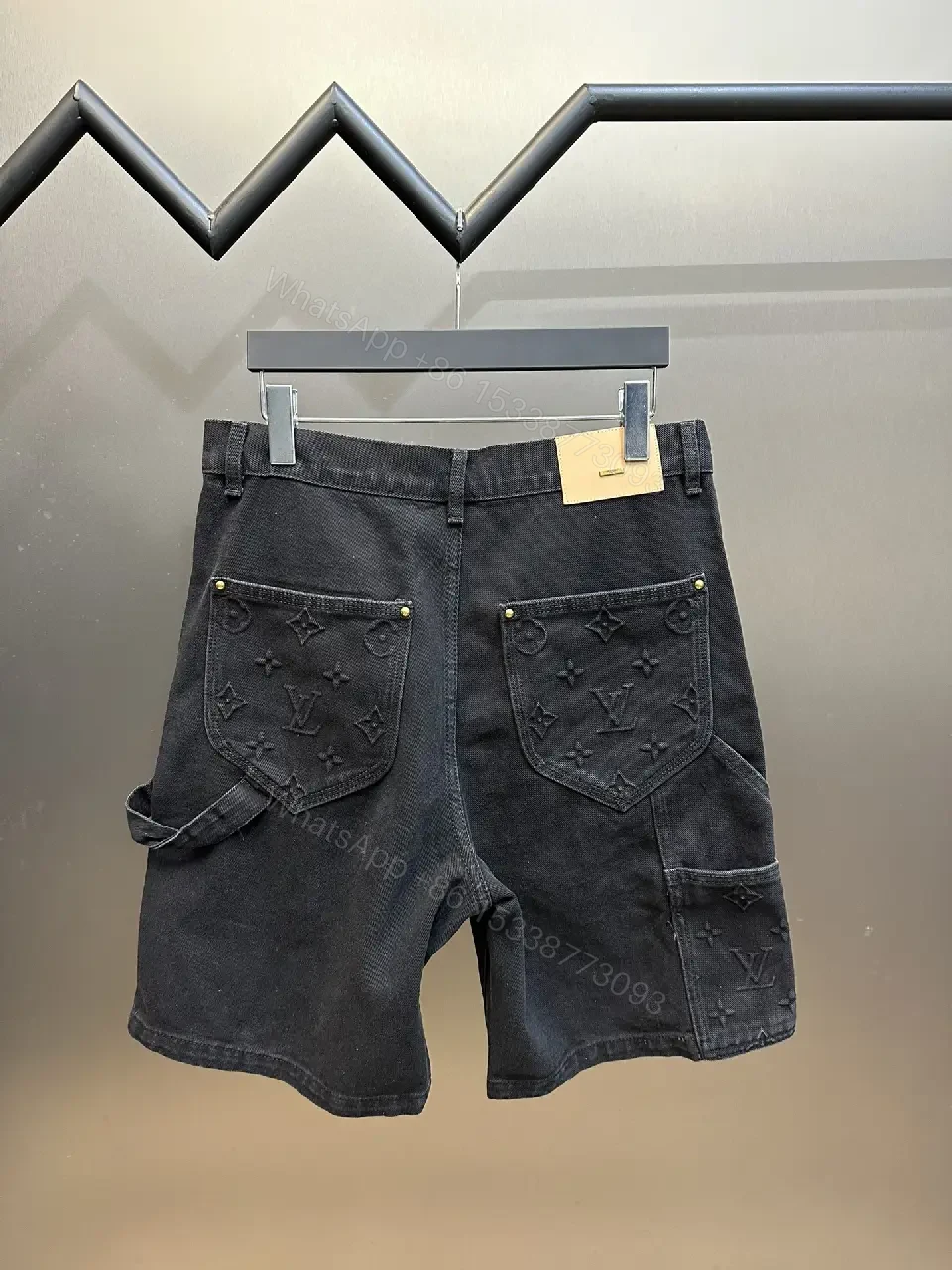View 10 of Black Denim Louis Vuitton Embossed Bermuda Short