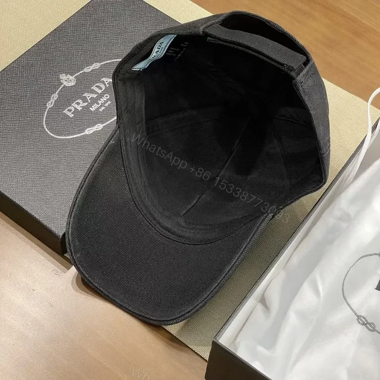 View 5 of Prada Black Cap â€” Subtle Logo, Structured Luxury Cap