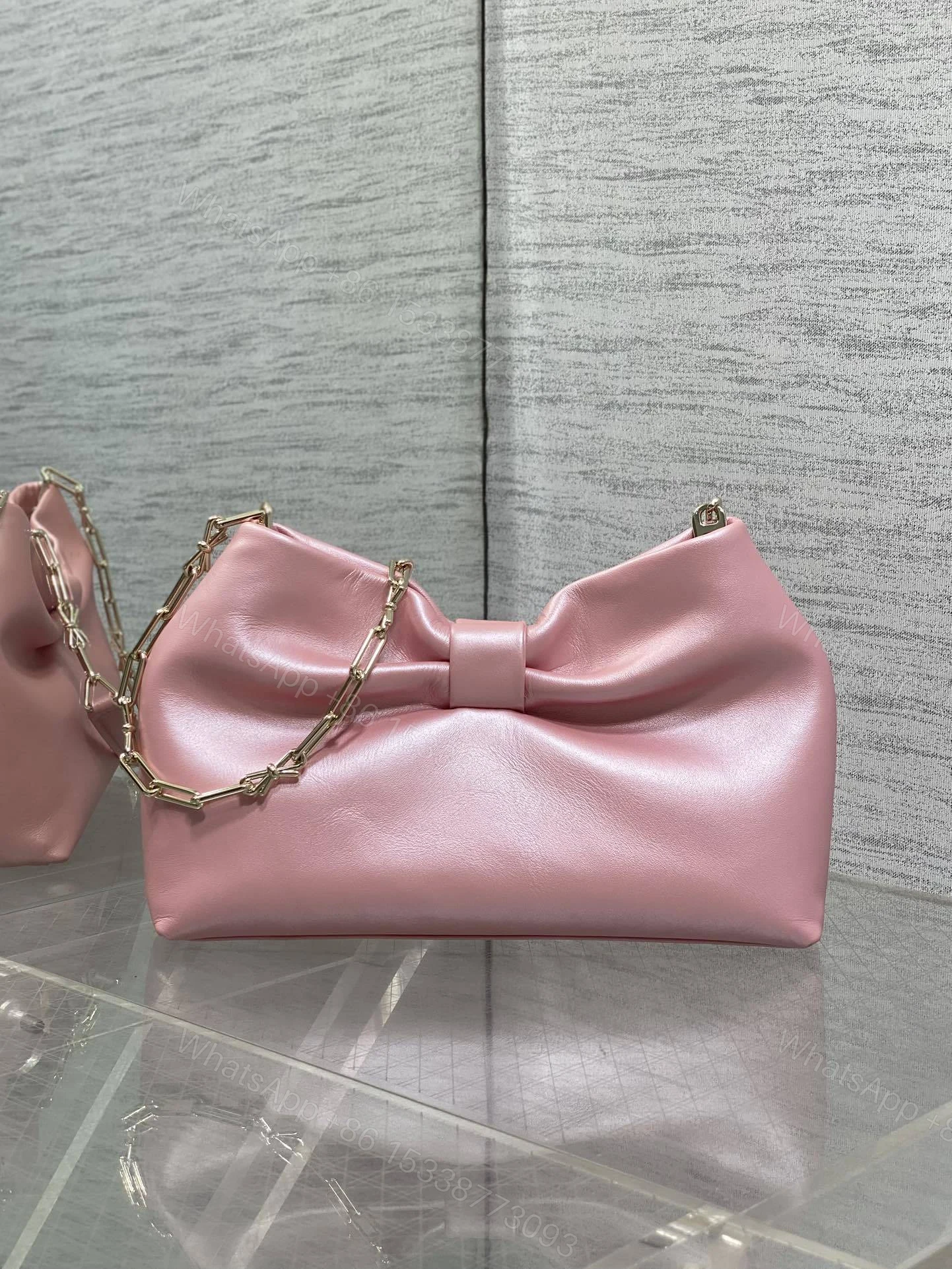 View 3 of Dior Bow Bag Pink Lambskin