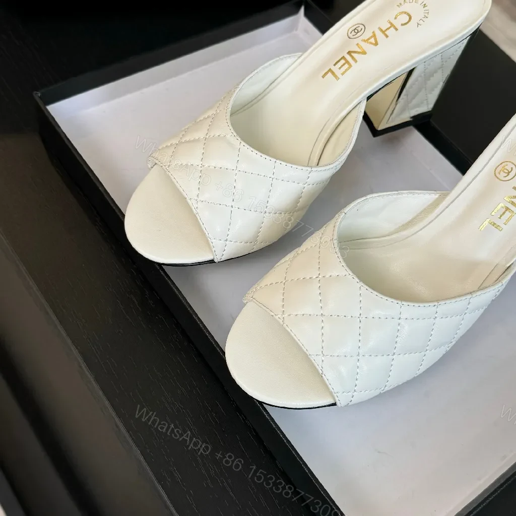 View 2 of White Leather Quilted Mule Sandals: Comfort, Luxe Style