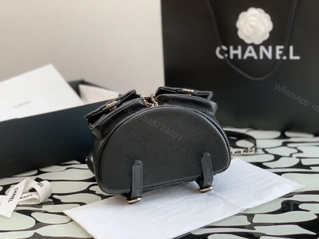 View 5 of Black Leather Quilted Mini Backpack - Chanel-Inspired Luxe
