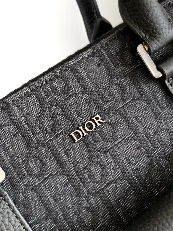 View 6 of Structured Chic Tote: Monogram-Texture, Black, Dior-Inspired Carryall