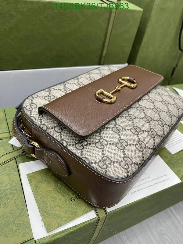 View 6 of Gucci Beige and Ebony Shoulder Bag featuring GG Supreme Canvas 645454