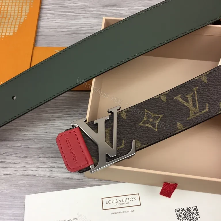 View 4 of Iconic Monogram Belt: LV Buckle, Red Keeper, Calf Trim