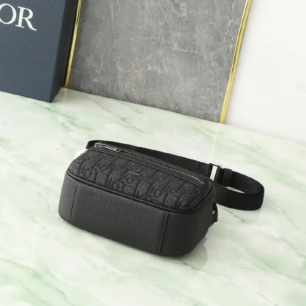 View 5 of Compact Monogram Texture Messenger Bag - Everyday Luxury Carry