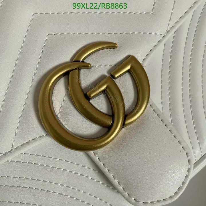 View 14 of Small Gucci GG Marmont Chain Bag in White Chevron Leather 987654