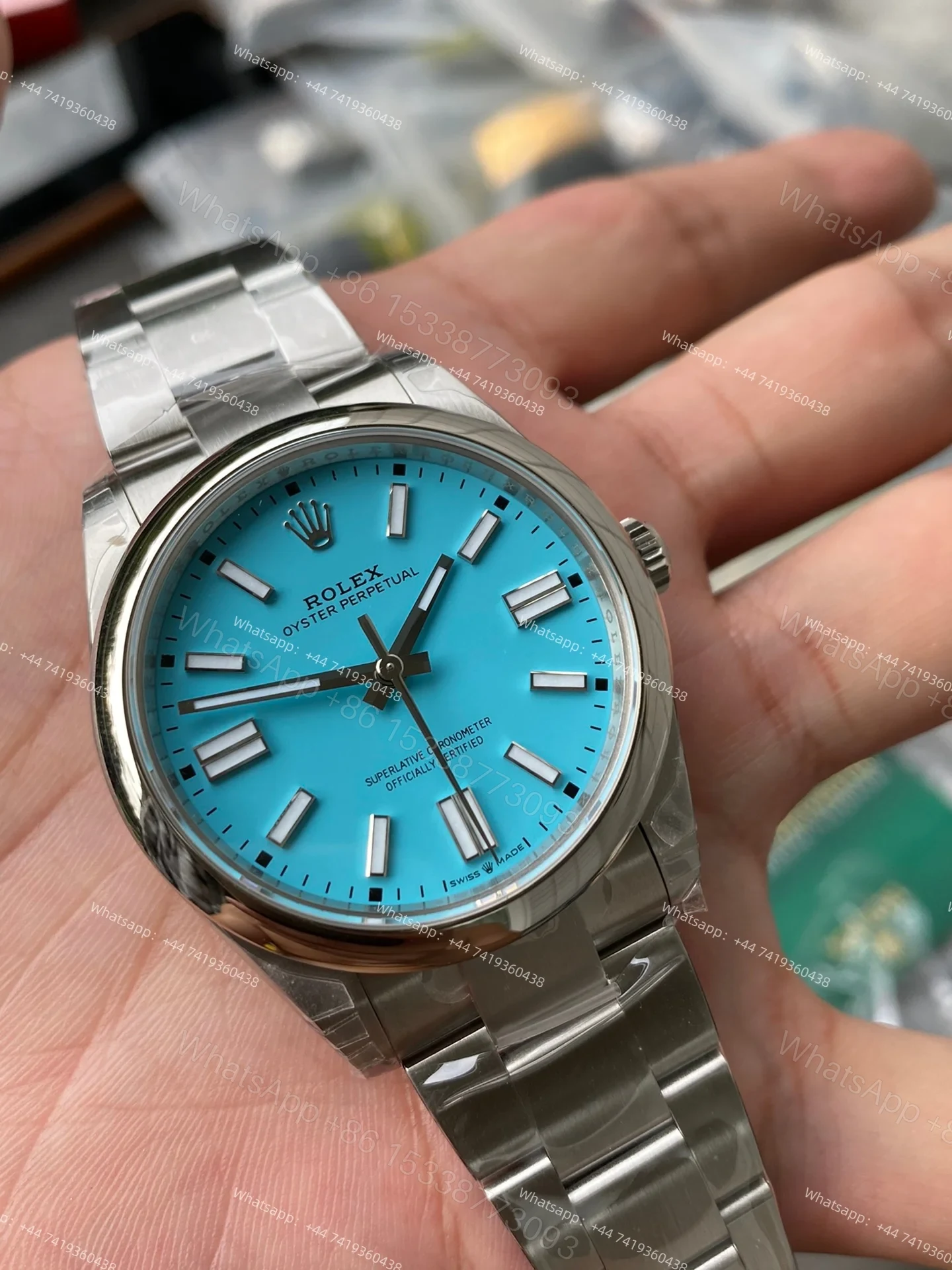 View 5 of Rolex Super Clone Oyster Perpetual M124300-0006 41mm Tiffany Blue Dial 3230 Movement