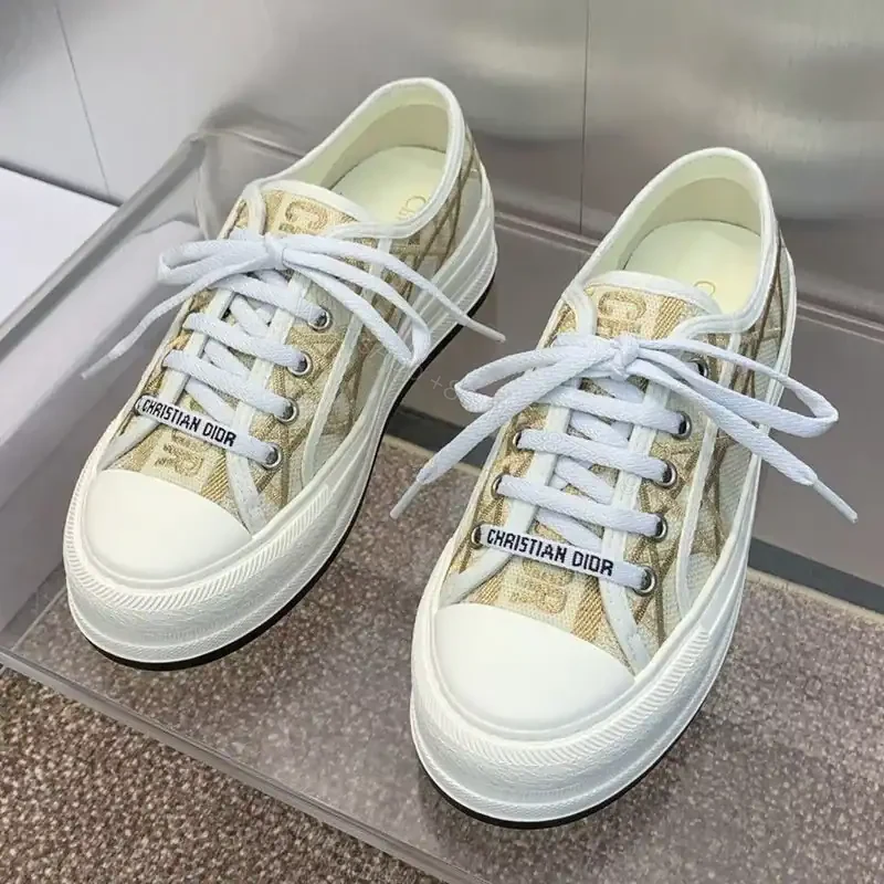 View 2 of WALK’N’DIOR PLATFORM SNEAKERS UNISEX MACROCANNAGE EMBROIDERED GOLD – CD183