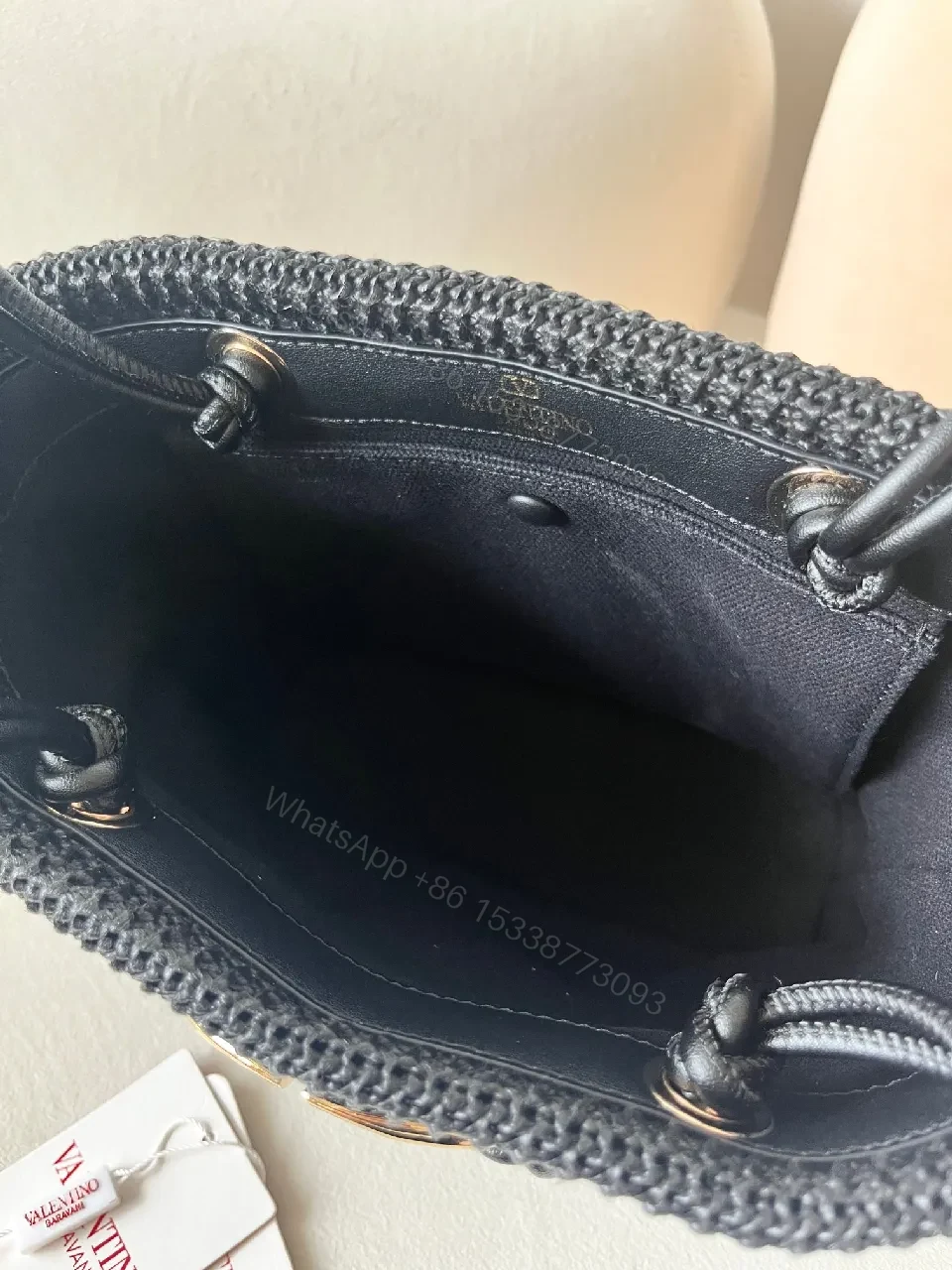 View 6 of Compact Black Knit Bag with Gold Hardware: Everyday Luxury Bag
