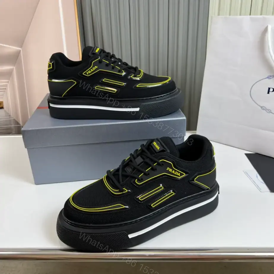 View 2 of PRADA MACRO RE-NYLON AND BRUSHED LEATHER SNEAKERS – PRD060
