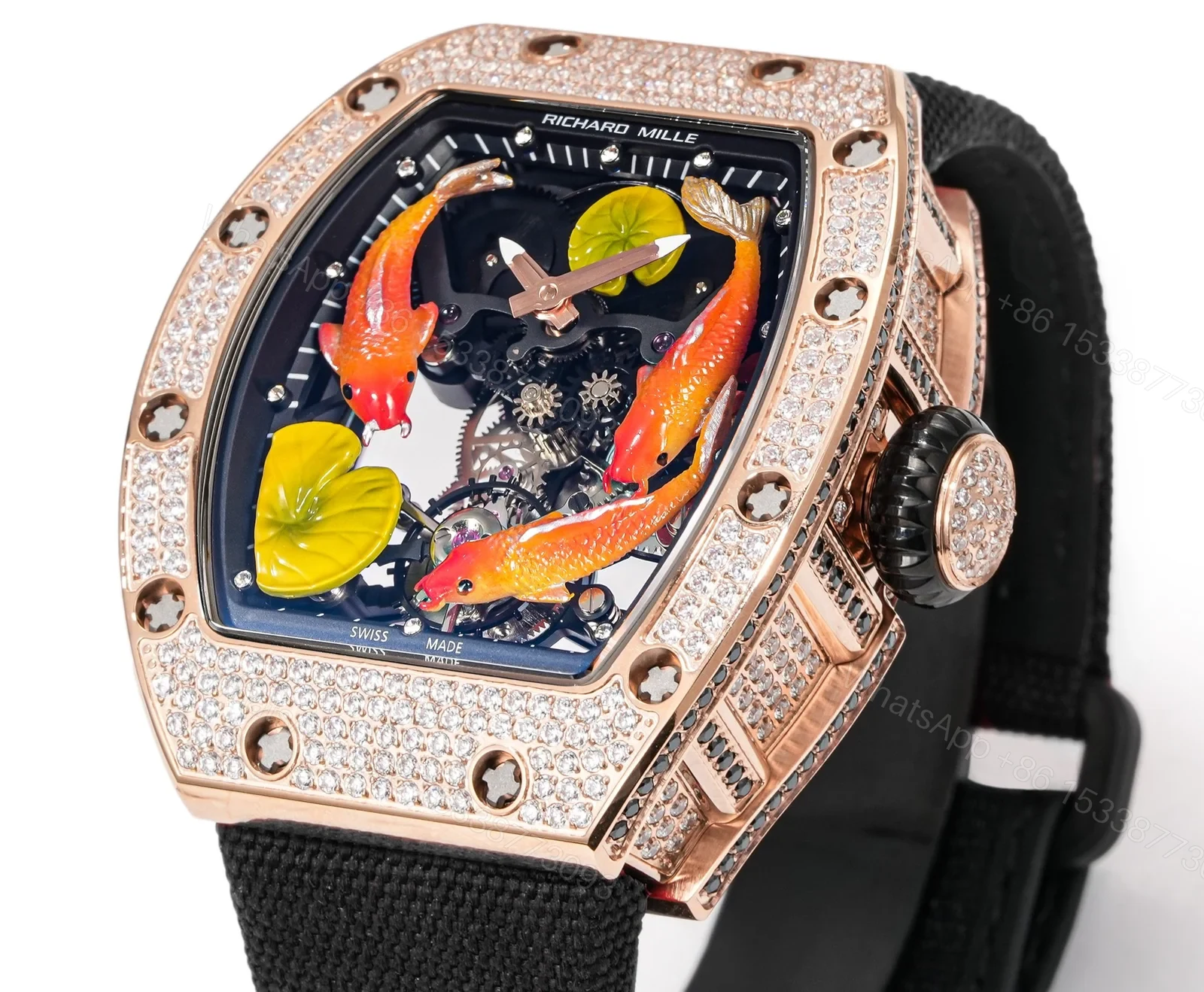 View 3 of Richard Mille RM S10 Koi Tourbillon Red Gold Diamond Watch RMS10-KOI-BK-02