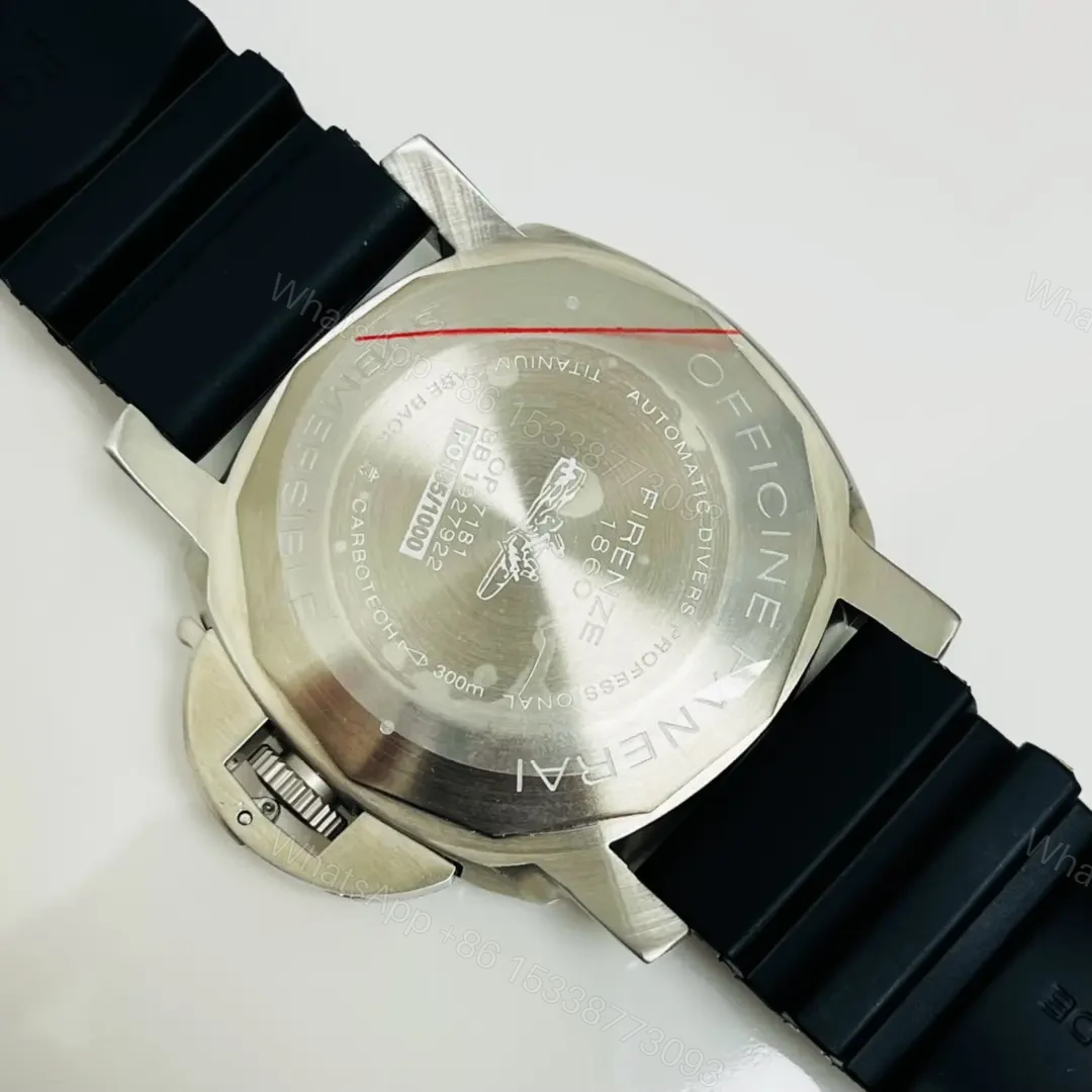 View 7 of V7 Factory PANERAI Submersible Automatic Watch – White Dial, 316L Stainless Steel Case, Black Rubber Strap, 48.5mm Diameter, Noble Style