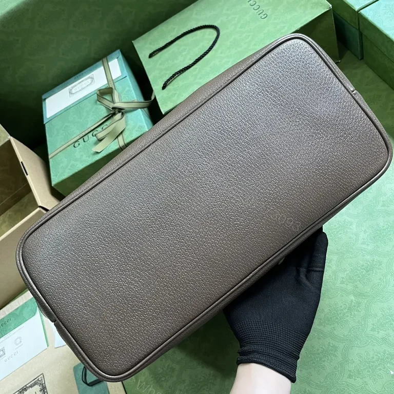 View 3 of G GG Tote: Classic Canvas + Leather, Web Stripe, Everyday Luxury