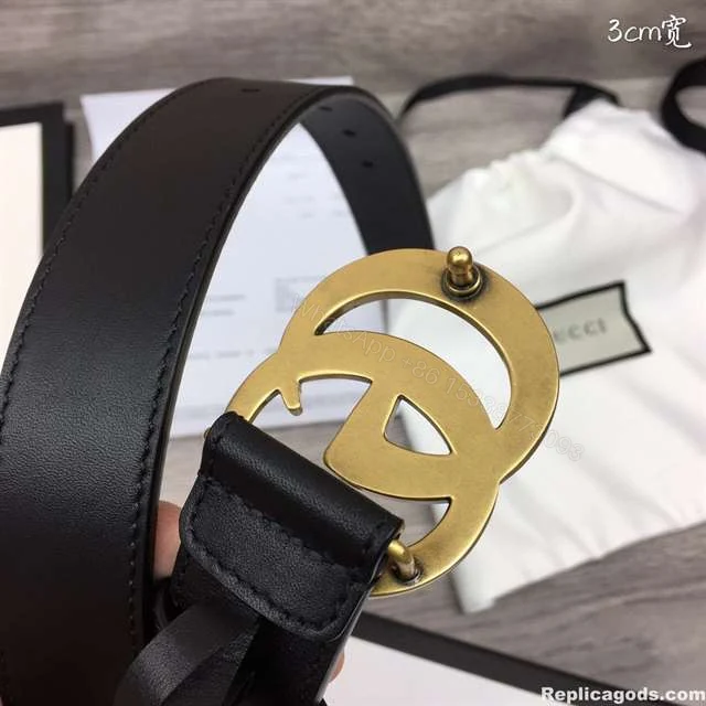 View 3 of GUCCI BLACK GG MARMONT BELT 30MM – B30