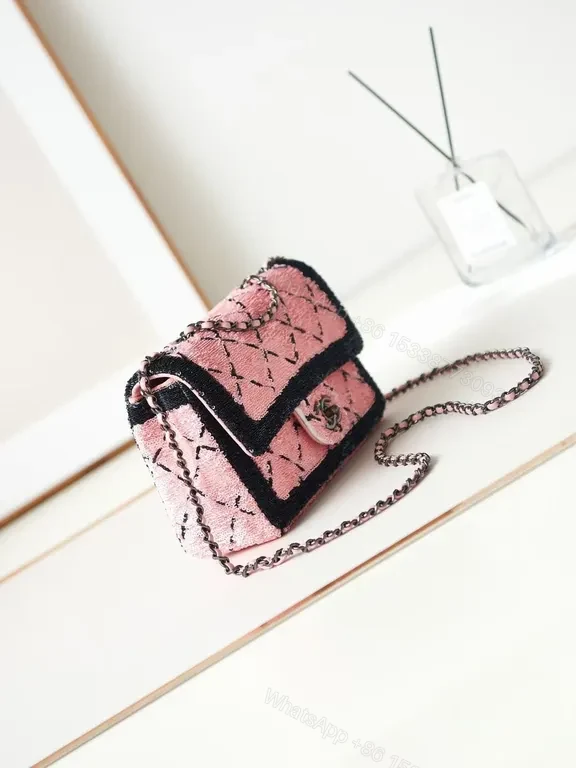 View 3 of Pink Quilted Mini Handbag with Chain Strapâ€”Chic Everyday Luxury