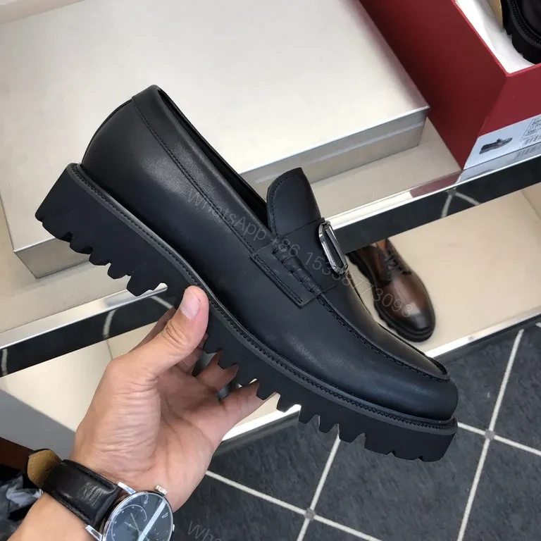 View 2 of Black Leather Valentino Loafers - Signature Hardware, All-Day Comfort