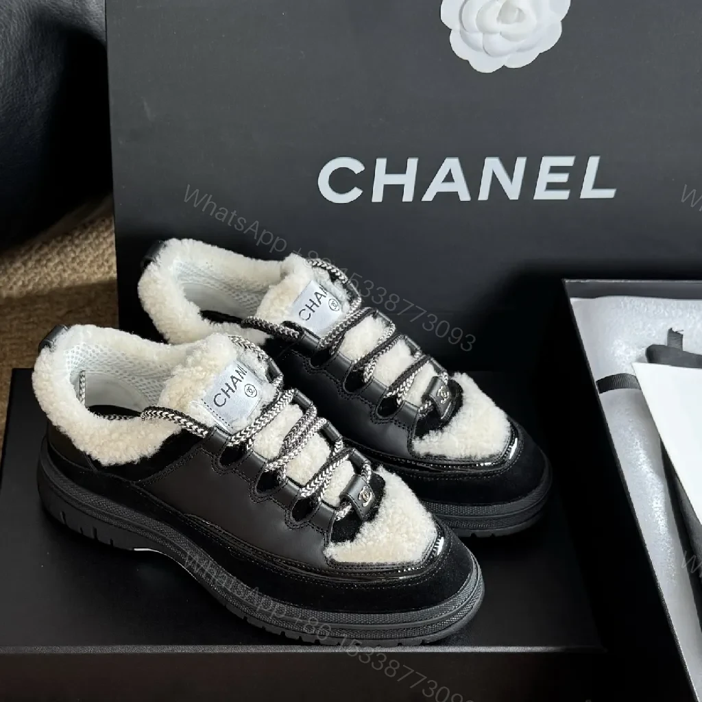 Chunky Luxe Shearling Lace-Up Sneakers - Premium Comfort — view 1