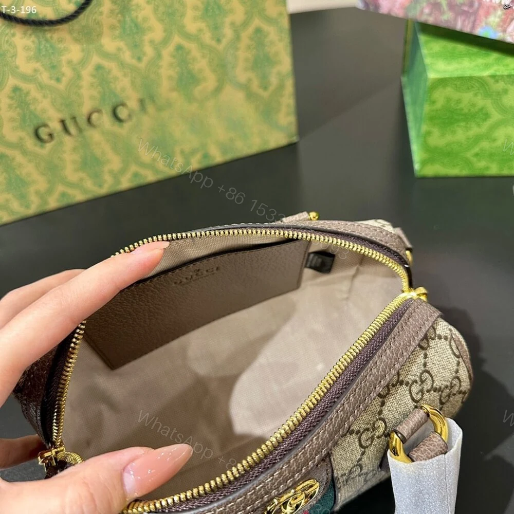 View 6 of Gucci Ophidia Gucci Small Boston Bag Beige And Dark Brown GG Monogram 22Cm 772053 96IWG 8745