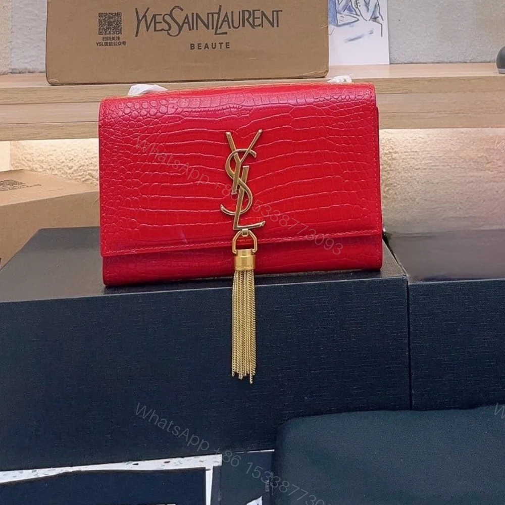 View 2 of Saint Laurent Kate Monogram Shoulder Bag Red 20Cm